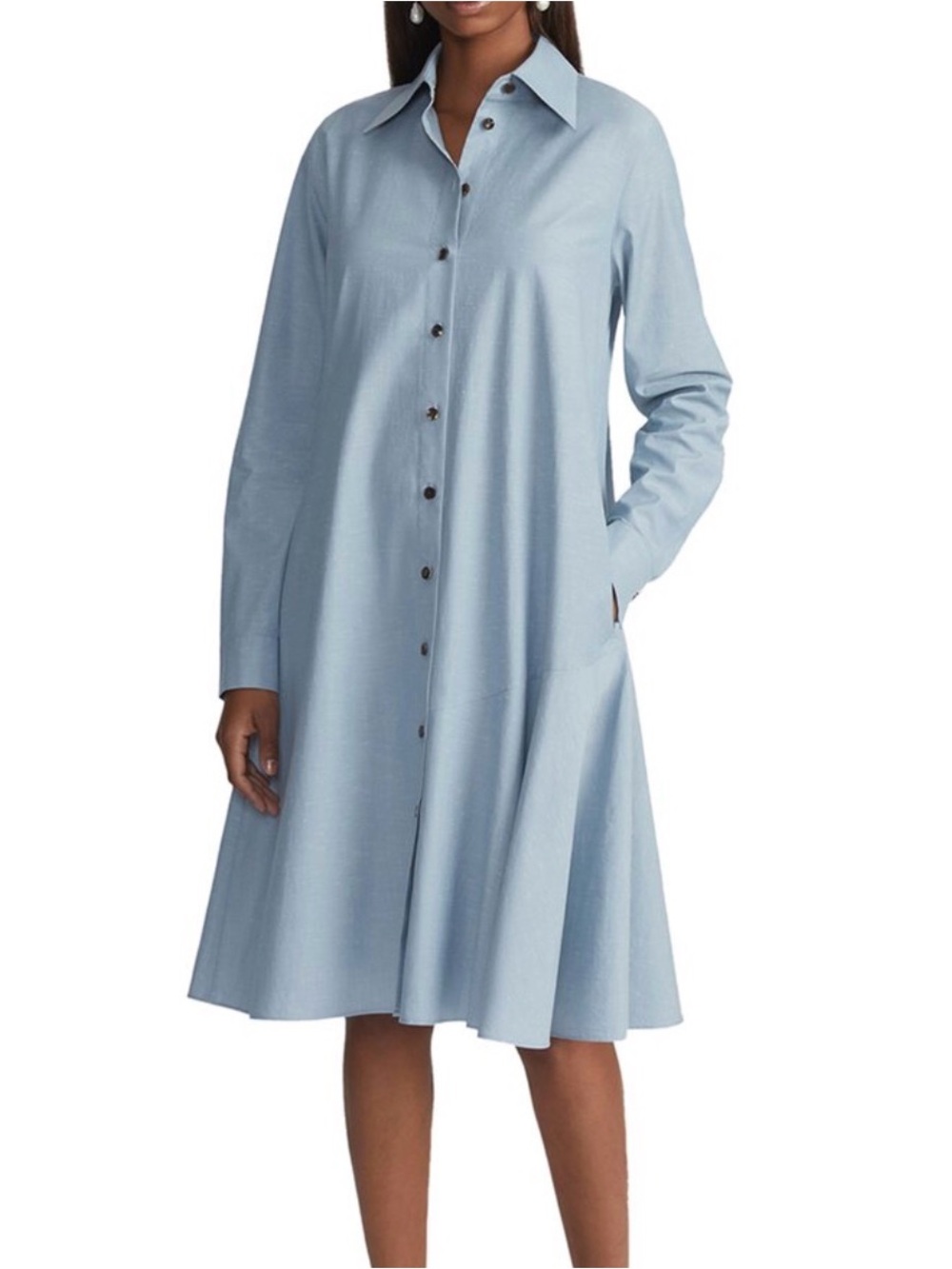 Lafayette 148 New York Flounce Hem Shirt Dress